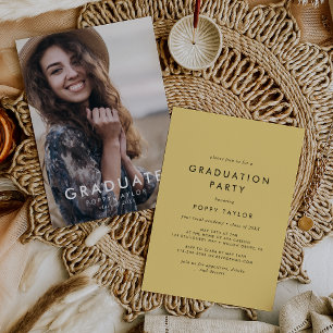 Invitación Partido de Graduación de Foto Amarilla de moda