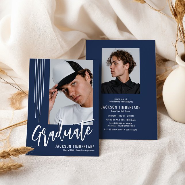 Invitación Partido de Graduación de Foto Azul de la Marina Mo (Subido por el creador)