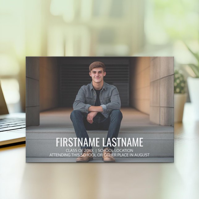 Invitación Partido de Graduación de Foto Completa - tipo míni (Simple Graduation Announcement with Party Invitation on the Back)