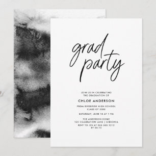 Invitación Partido de Graduación de Foto con Guión de Pincel