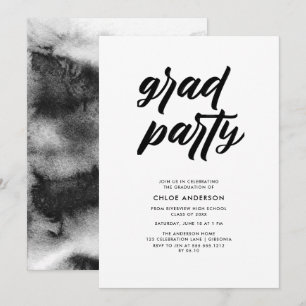 Invitación Partido de Graduación de Foto con Guión de Pincel