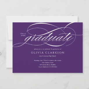 Invitación Partido de Graduación de Foto con Guión Púrpura de