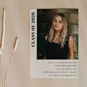 Invitación Partido de Graduación de Foto Crema de Clase Moder