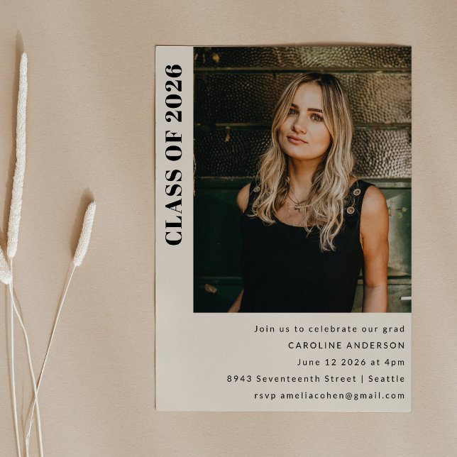 Invitación Partido de Graduación de Foto Crema de Clase Moder (Subido por el creador)