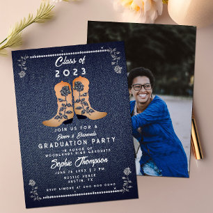 Invitación Partido de Graduación de Foto de Bota de Nieve de 