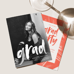 Invitación Partido de Graduación de Foto de Coral con guión d