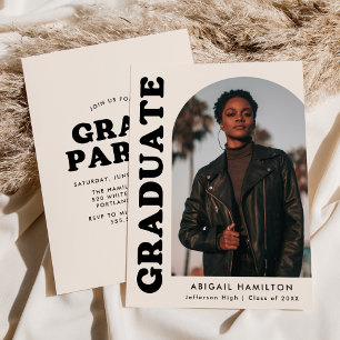 Invitación Partido de Graduación de Foto de Crema de Arco Com