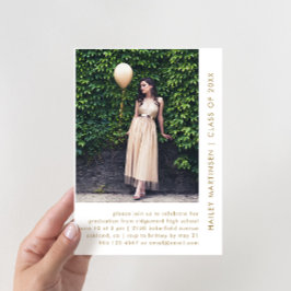 Invitación Partido de Graduación de Foto de Dos Oro y Blanco 