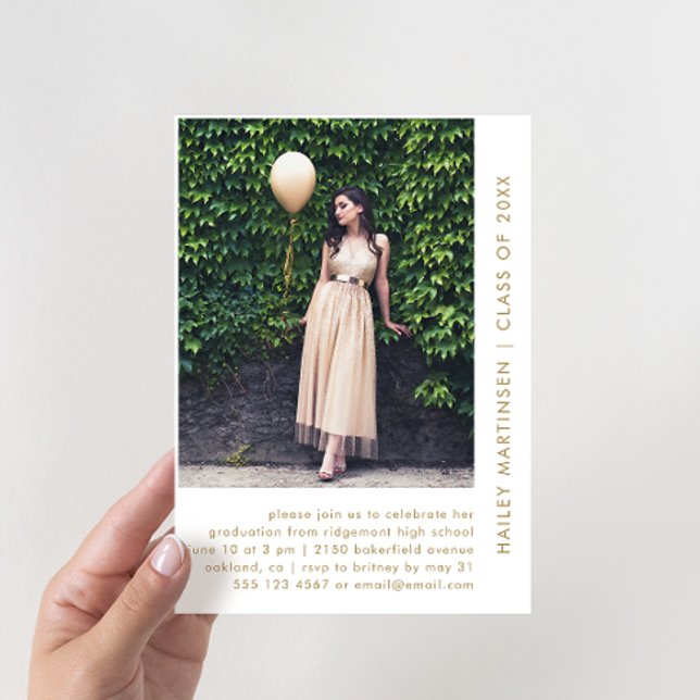 Invitación Partido de Graduación de Foto de Dos Oro y Blanco  (Subido por el creador)