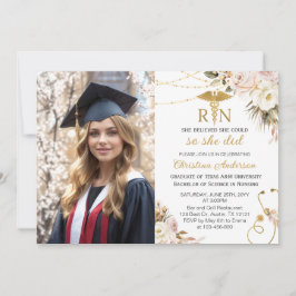Invitación Partido de Graduación de Foto de Enfermería RN de 