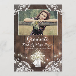 Invitación Partido de Graduación de Foto de Floral Rustica Ma