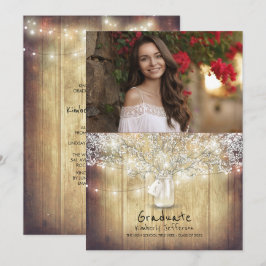 Invitación Partido de Graduación de Foto de Floral Rustica Ma