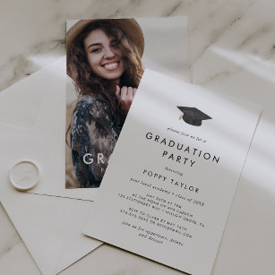 Invitación Partido de Graduación de Foto de Grad Cap de moda