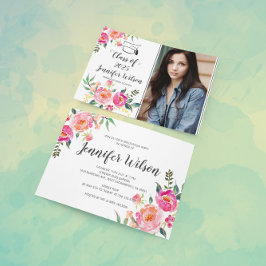 Invitación Partido de Graduación de Foto de Grado Floral de A