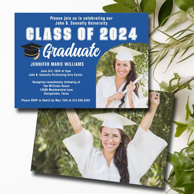 Invitación Partido de Graduación de Foto de Graduado Blanco A (Subido por el creador)