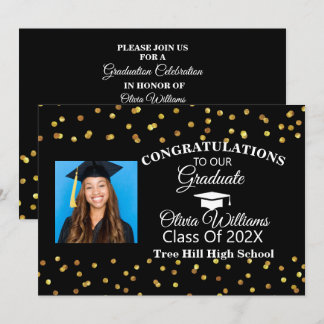 Invitación Partido de Graduación de Foto de Graduado de Confe