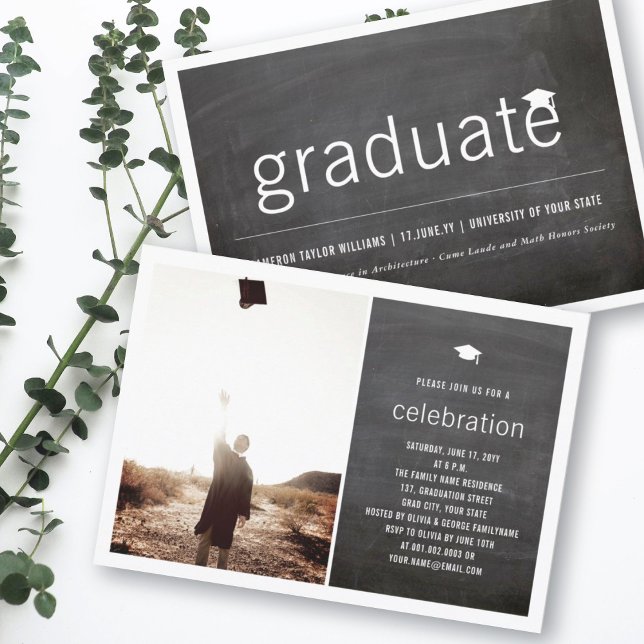 Invitación Partido de Graduación de Foto de Graduado Mínimo d (Subido por el creador)