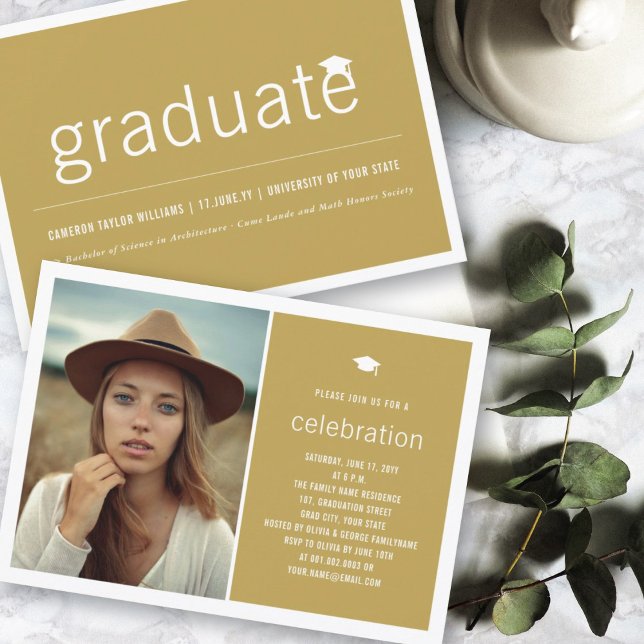 Invitación Partido de Graduación de Foto de Graduado Simple m (Subido por el creador)