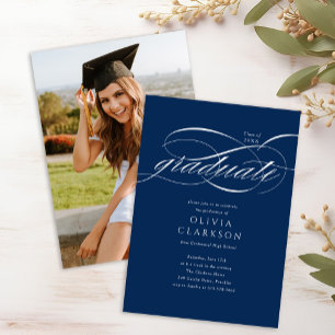 Invitación Partido de Graduación de Foto de Guión Elegante Az