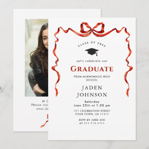 Invitación Partido de graduación de FOTO de la cinta roja de 