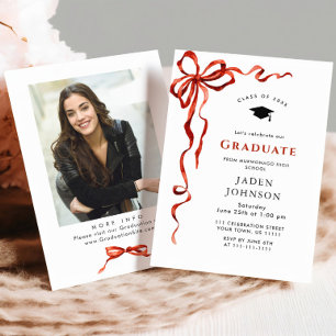 Invitación Partido de graduación de FOTO de la cinta roja de 