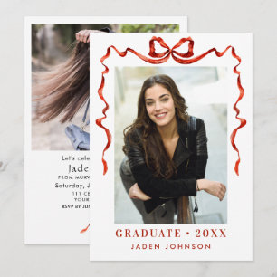Invitación Partido de Graduación de FOTO de la cinta roja de 