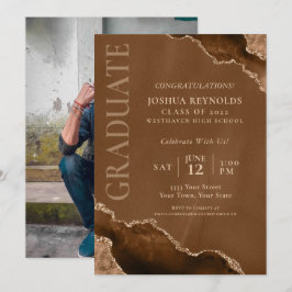 Invitación Partido de Graduación de Foto de Marble Agate