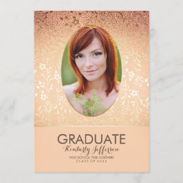 Invitación Partido de Graduación de Foto de Moda Floral de Pe