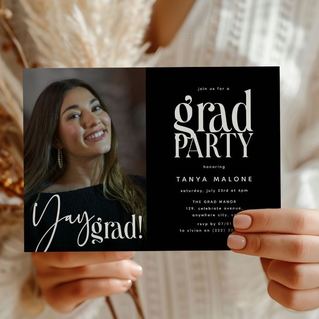 Invitación Partido de Graduación de Foto de Modern Yay Grad (Subido por el creador)