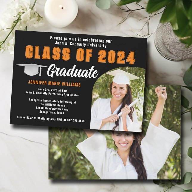 Invitación Partido de Graduación de Foto de Naranja Negro (Subido por el creador)