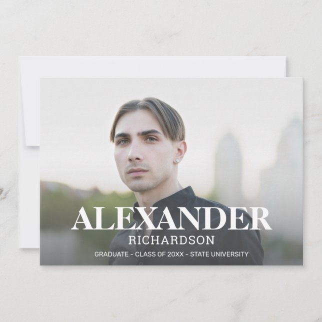 Invitación Partido de Graduación de Foto de Nombre de Mod (Anverso)