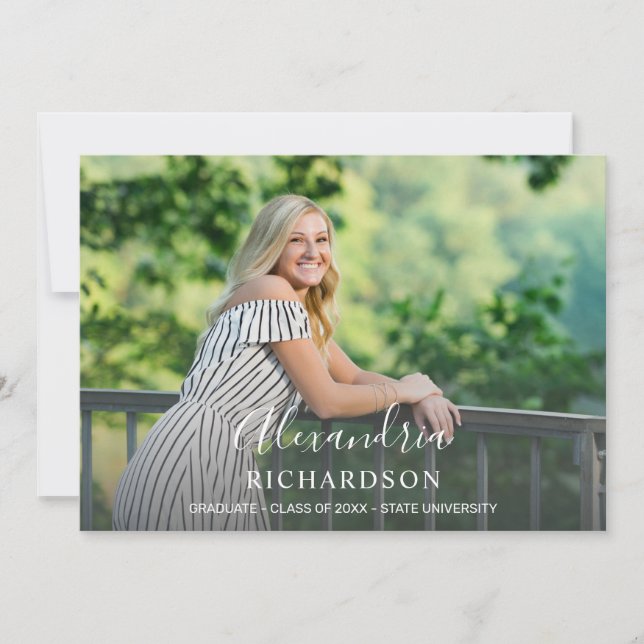 Invitación Partido de Graduación de Foto de Nombre de Mod de  (Anverso)