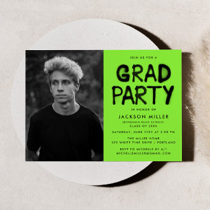 Invitación Partido de Graduación de Foto de Paint Green Spray