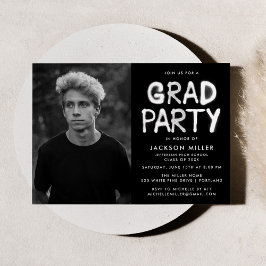 Invitación Partido de Graduación de Foto de Paint White Spray