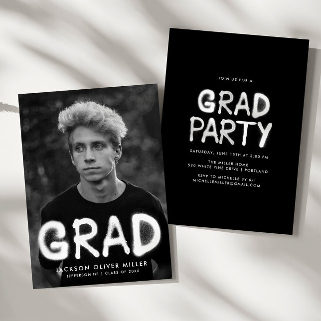 Invitación Partido de Graduación de Foto de Paint White Spray (Subido por el creador)