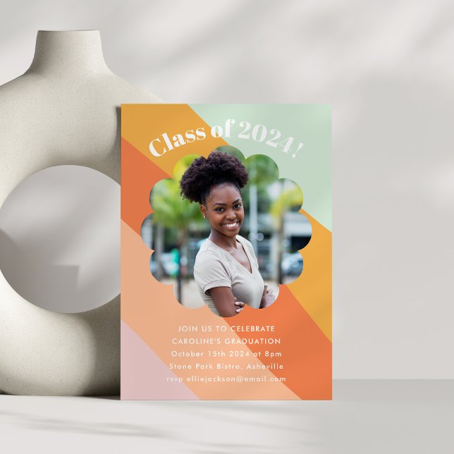 Invitación Partido de Graduación de Foto de Retro Mint Naranj (Subido por el creador)