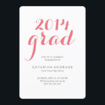 Invitación Partido de Graduación de Foto de Secundaria 2014<br><div class="desc">fiesta de graduación de fotografía de la escuela secundaria, 2014 grado/graduado/estudiante, letra grande rosa brillante, fondo blanco, texto gris, gentil/moderno/elegante/limpio estilo/sencillo/femenino/fresco/elegante/audaz diseño, letra/caligrafía/dibujado a mano/escrito/con letras/estilo/apariencia, color personalizar, personalizado/personalizado/personalizable texto/fotografía/plantilla de imagen, chicas, esquinas redondeadas, 5x7, celebración del día de graduación/año. Diseño de la fiesta de graduación de fotos de secundaria,...</div>