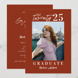 Invitación Partido de Graduación de Foto de Terracota con gui