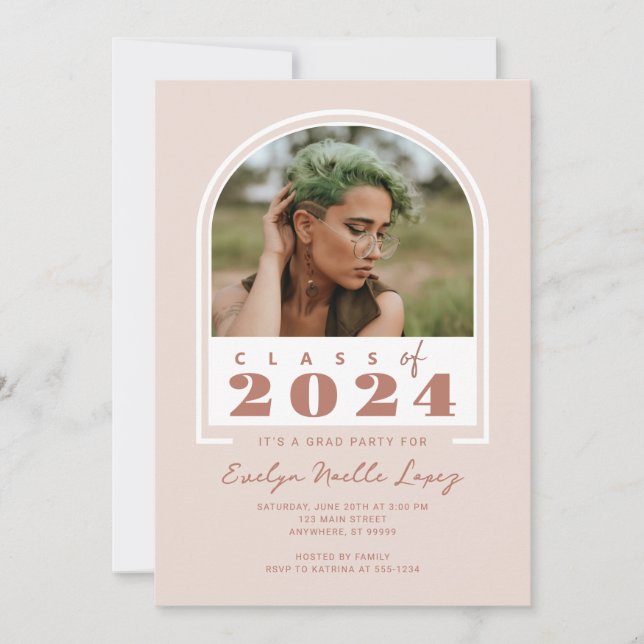 Invitación Partido de Graduación de Foto del Arco Moderno Ros (Anverso)