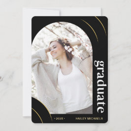 Invitación Partido de Graduación de Foto del Arco Negro y Oro
