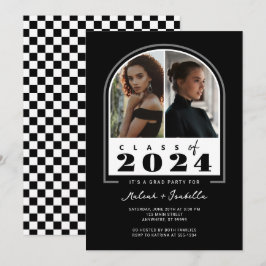 Invitación Partido de Graduación de Foto del Arco Retro Blanc