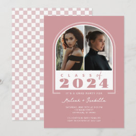 Invitación Partido de Graduación de Foto del Arco Retro Blanc