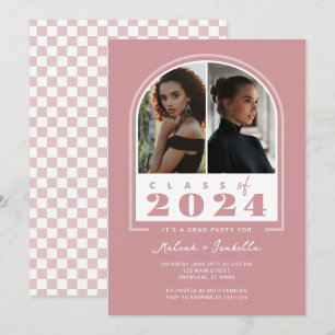 Invitación Partido de Graduación de Foto del Arco Retro Blanc