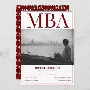 Invitación Partido de Graduación de Foto en Borgoña Blanca, g