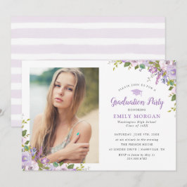 Invitación Partido de Graduación de Foto Floral Lilac