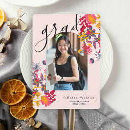 Invitación Partido de Graduación de Foto Floral Rosa de Arco 