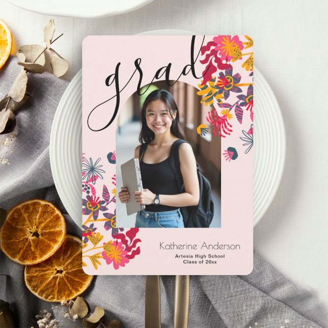 Invitación Partido de Graduación de Foto Floral Rosa de Arco  (Subido por el creador)