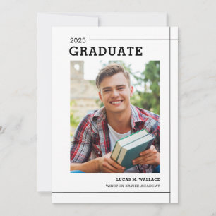 Invitación Partido de Graduación de Foto Mínima de Tipo Moder