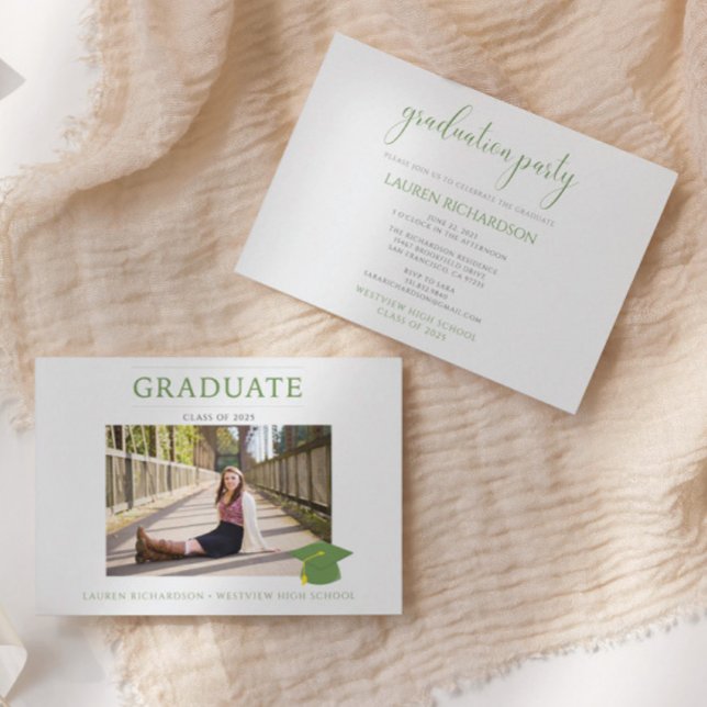 Invitación Partido de Graduación de Foto Presupuestaria Verde (Subido por el creador)