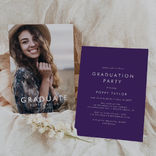 Invitación Partido de Graduación de Foto Púrpura de moda